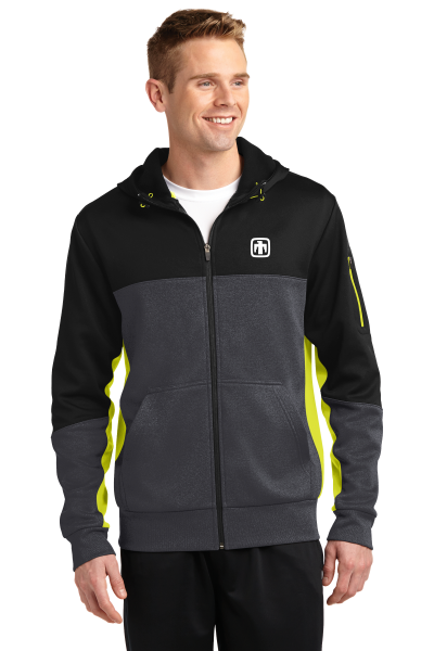 Sport-Tek® Tech Fleece Colorblock Full-Zip Hooded Jacket