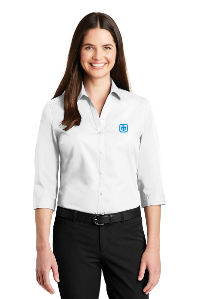 Port Authority® Ladies 3/4-Sleeve Carefree Poplin Shirt