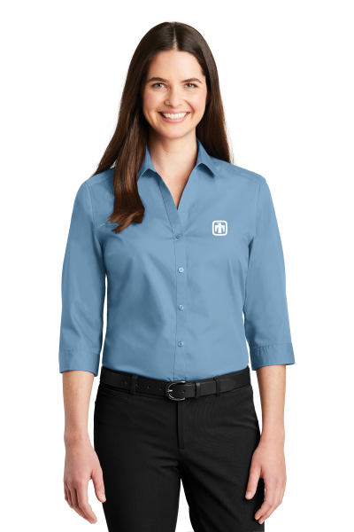 Port Authority® Ladies 3/4-Sleeve Carefree Poplin Shirt